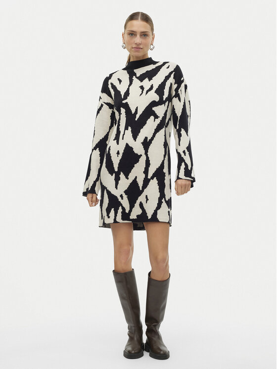 Vero Moda Vero Moda Džemper haljina Gold New Art 10311362 Crna Regular Fit