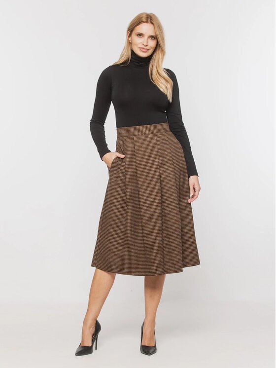 Willsoor Willsoor Spódnica 68191 Brązowy A-Line Fit