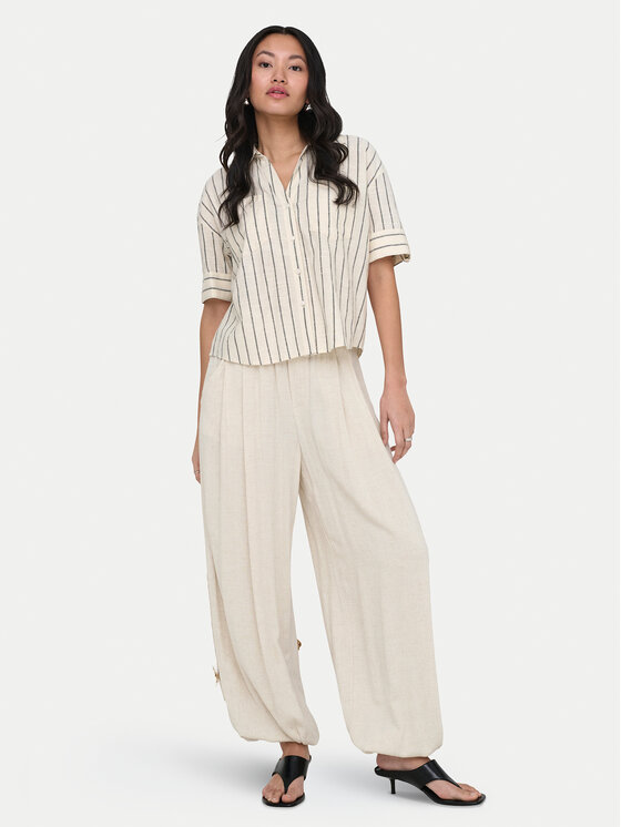 ONLY ONLY Bavlnené nohavice Siesta 15373197 Krémová Regular Fit