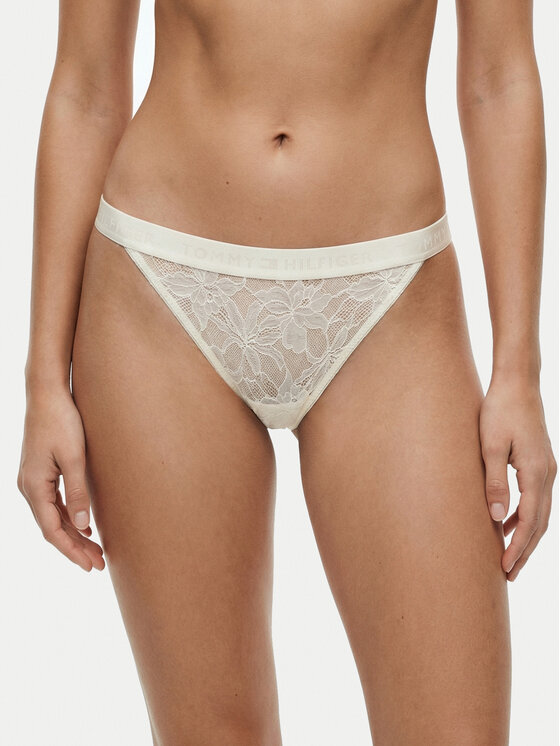 Tommy Hilfiger Tommy Hilfiger Stringové nohavičky UW0UW06267 Écru