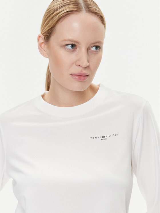 Tommy Hilfiger Tommy Hilfiger Blúz Mini Corp Logo WW0WW39784 Ekru Relaxed Fit