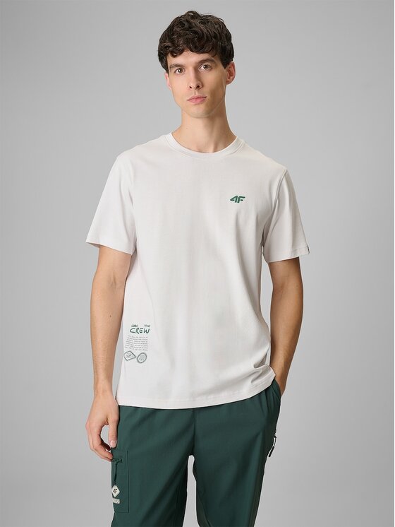 4F 4F T-Shirt 4FRSS26TTSHM3814-11S Λευκό Regular Fit
