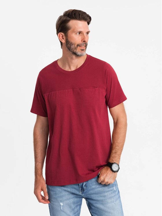 Ombre Ombre T-Shirt OM-TSCT-0171 Červená Loose Fit