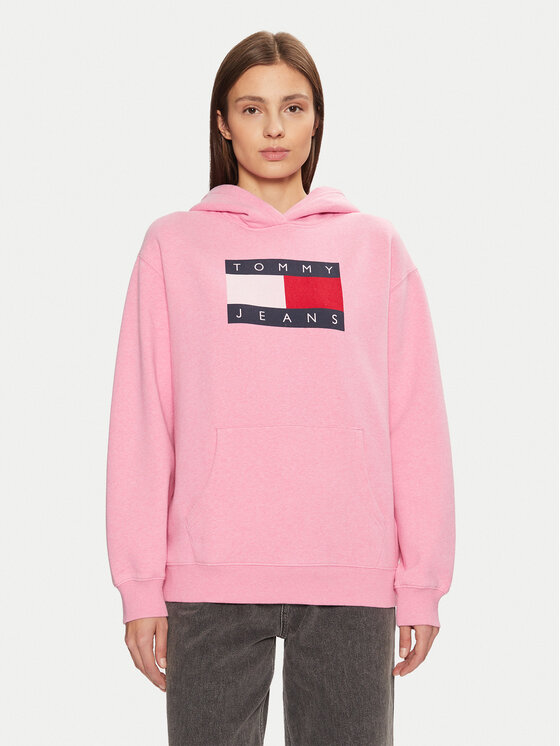 Tommy Jeans Mikina DW0DW19407 Ružová Relaxed Fit