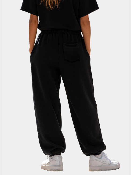 Jigga Wear Jigga Wear Spodnie dresowe Szerokie Luźne Baggy Damskie Jigga Haftowane Logo L Czarny Regular Fit