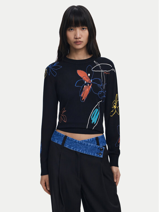 Desigual Desigual Svetr Arty 25WWJF33 Černá Regular Fit
