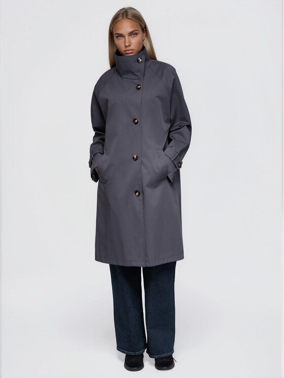 Ombre Ombre Trenčkot OW-CT-E0024 Šedá Relaxed Fit