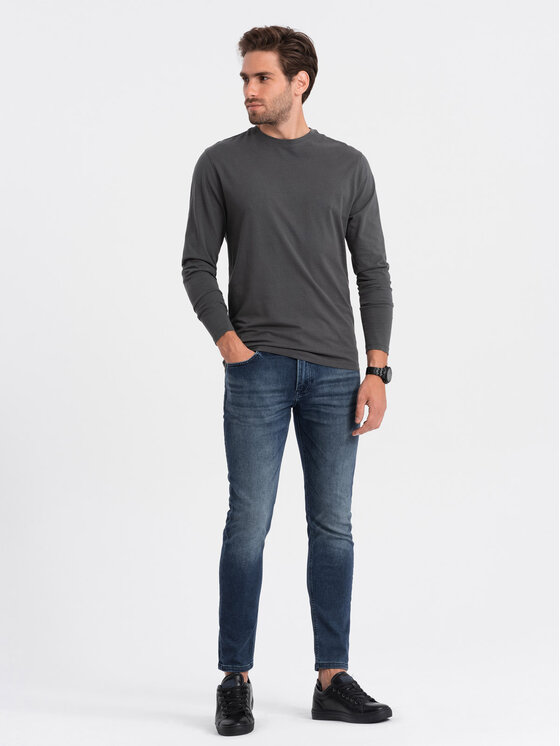 Ombre Ombre Longsleeve OM-LSBL-0106 Szary Regular Fit