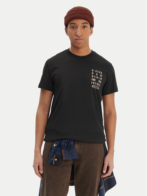 G-Star Raw G-Star Raw Tricou Text Chest D25968-C506 Negru Regular Fit