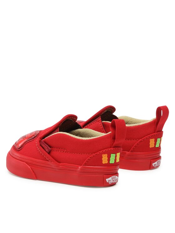 All red hot sale slip on vans