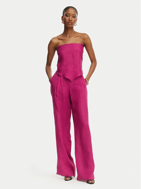 Marella Marella Medžiaginės kelnės Solista 2613131114 Rožinė Relaxed Fit