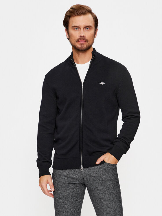 Gant Kardigāns Casual Cotton Zip 8030164 Melns Regular Fit