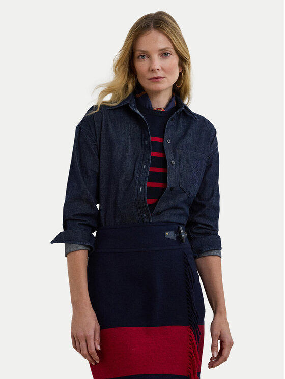 Dámská džínová košile LAUREN RALPH LAUREN, Velikost:M, Barva: Tmavomodrá, 200957620
