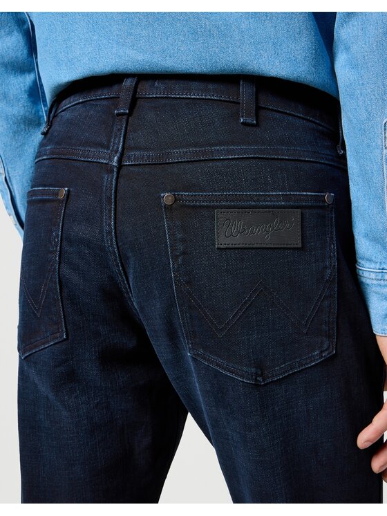 Wrangler Wrangler Jeansy Greensboro Deep Blue Black Niebieski Slim Fit