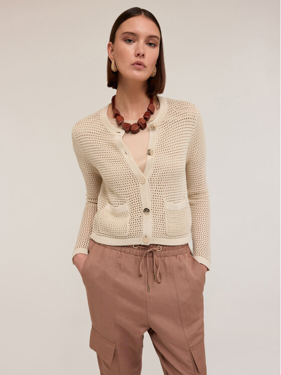Motivi Motivi Cardigan M322W003405N002 Écru Regular Fit