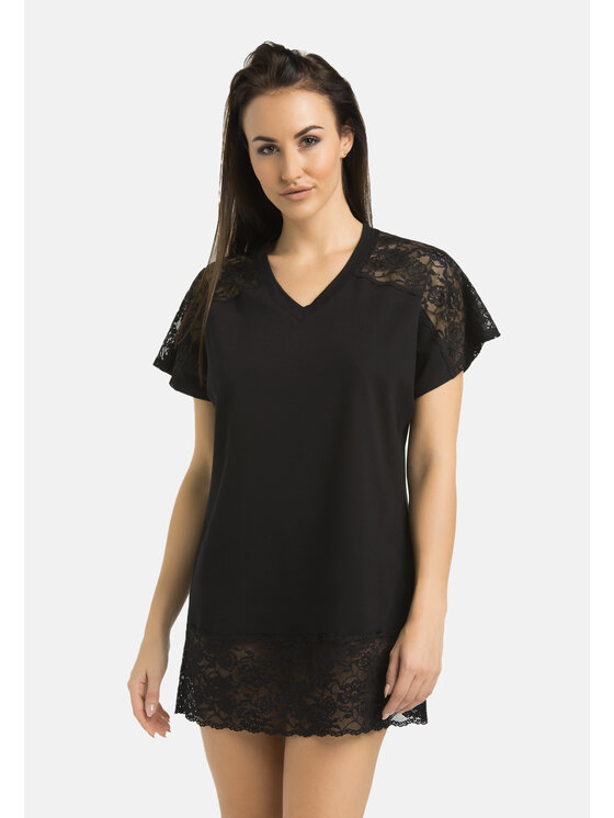 Teyli Teyli Koszula nocna 220 Czarny Regular Fit