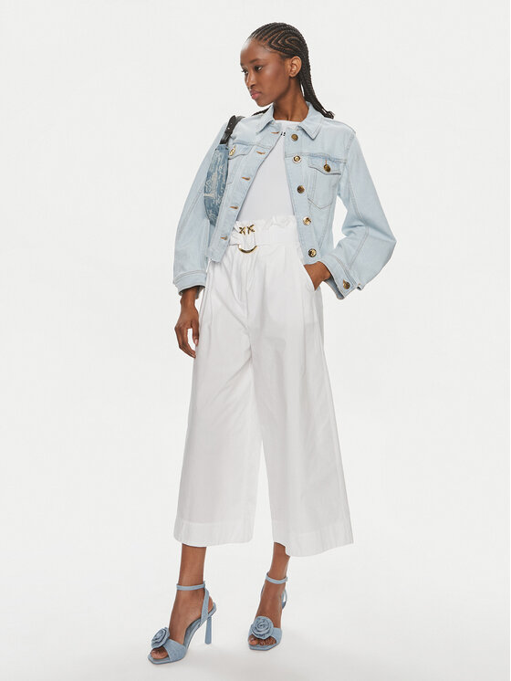 PINKO Pinko Culottes Poseidone 103006 A1N3 Weiß Relaxed Fit