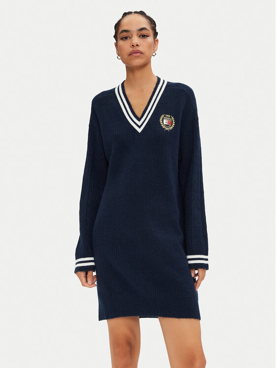 Tommy Jeans Robe en tricot DW0DW19810 Bleu marine Relaxed Fit