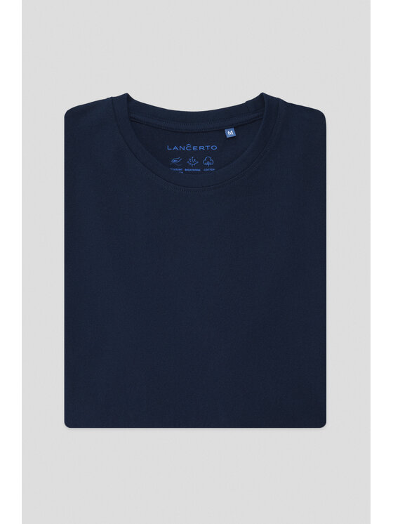 Lancerto Lancerto T-Shirt Koszulka Granatowa Bawełniana Kenneth TS073125000001 Granatowy Regular Fit