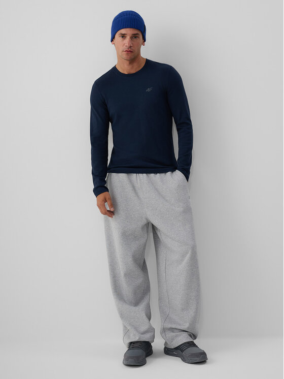 4F 4F Longsleeve ESSENTIAL Granatowy Slim Fit