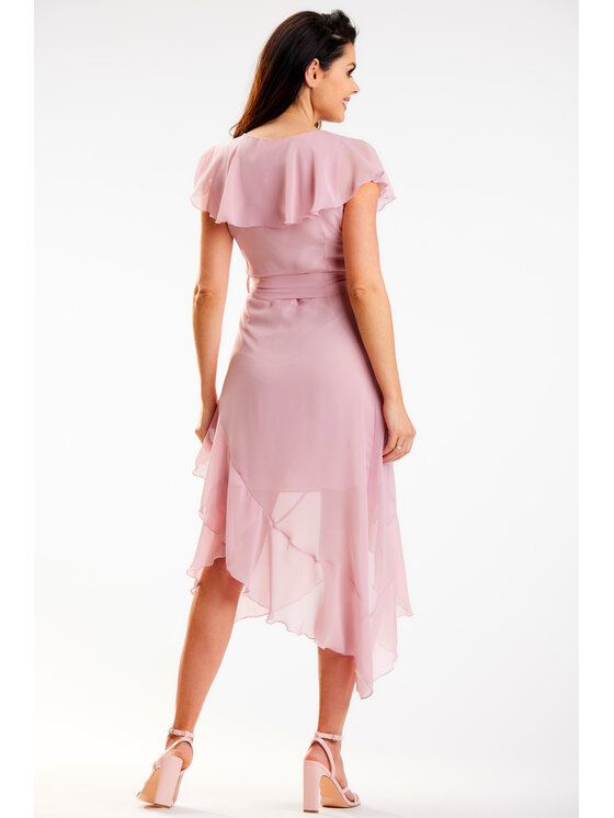 Awama Awama Sukienka letnia A574 Różowy Basic Fit