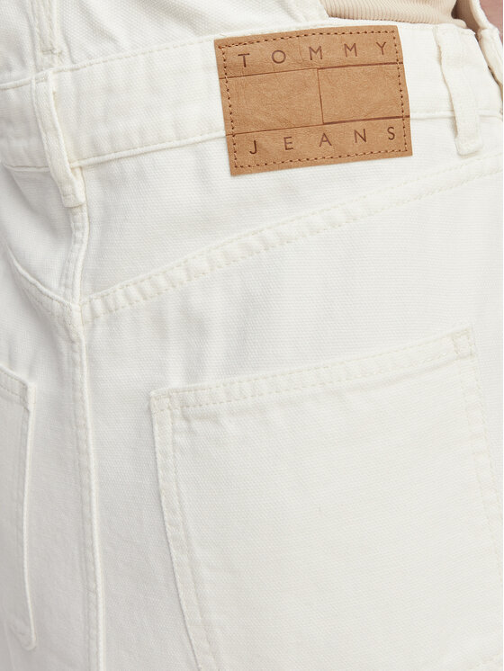 Tommy Jeans Tommy Jeans Džinsinė suknelė Logo Pocket Dungaree DW0DW22002 Balta Regular Fit