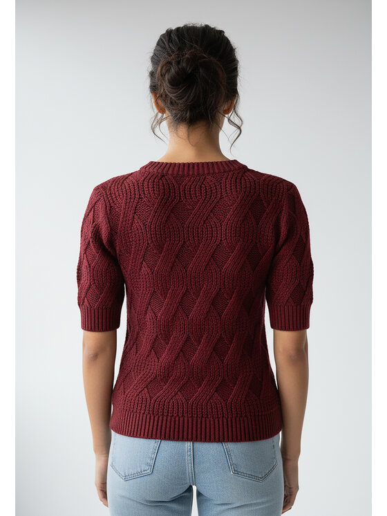 FIGL FIGL Svetr M1261 Bordó Regular Fit