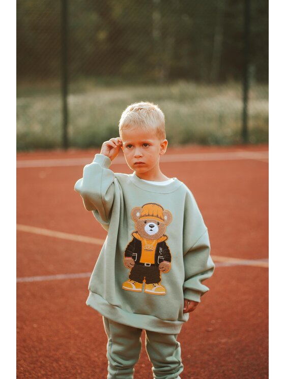 Bejbi Story Bejbi Story Bluza Axel Teddy Zielony Oversize