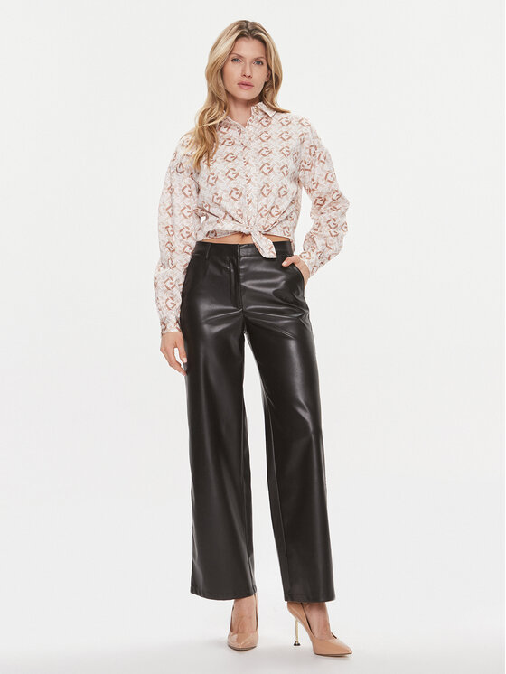 Guess Guess Πουκάμισο Dea W4RH59 WE2Q0 Μπεζ Relaxed Fit