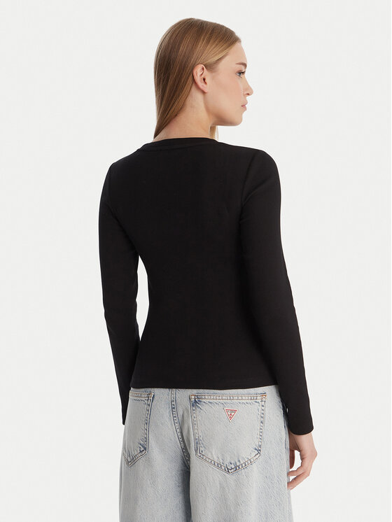 Guess Jeans Guess Jeans Tričko W6RP22 KA0H1 Čierna Slim Fit