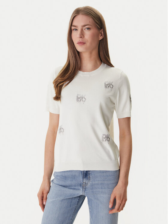 DKNY DKNY Pulover DJ6R0242 Écru Regular Fit