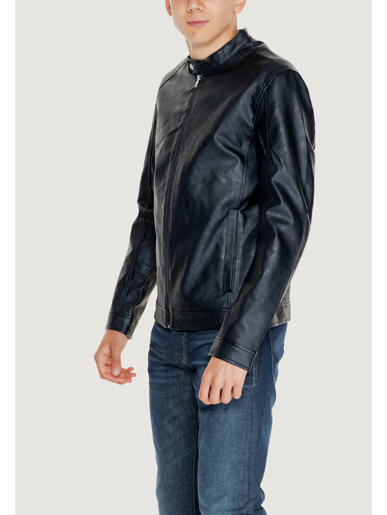 Jack&Jones Jack&Jones Μπουφάν δερμάτινο JJEDYLAN CLEAN PU JACKET NOOS Μαύρο Regular Fit