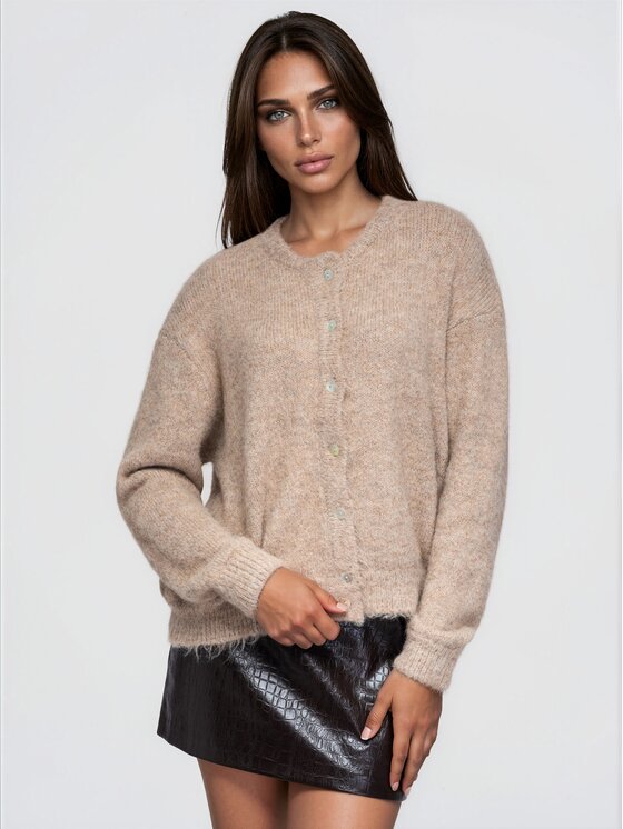Ombre Ombre Kardigan OW-SW-E0044 Béžová Relaxed Fit