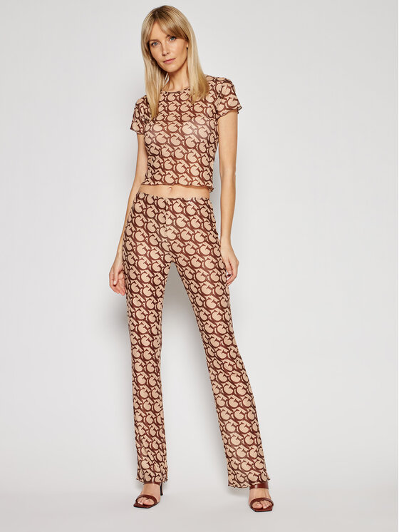 T-shirt E1GI05 NT01L Marrone Cropped Fit