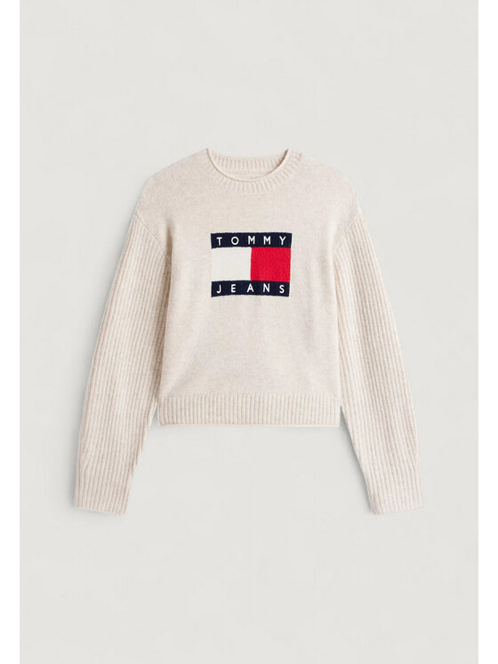 Tommy Jeans Tommy Jeans Maglione TJW MELANGE FLAG SWE Bianco Casual Fit