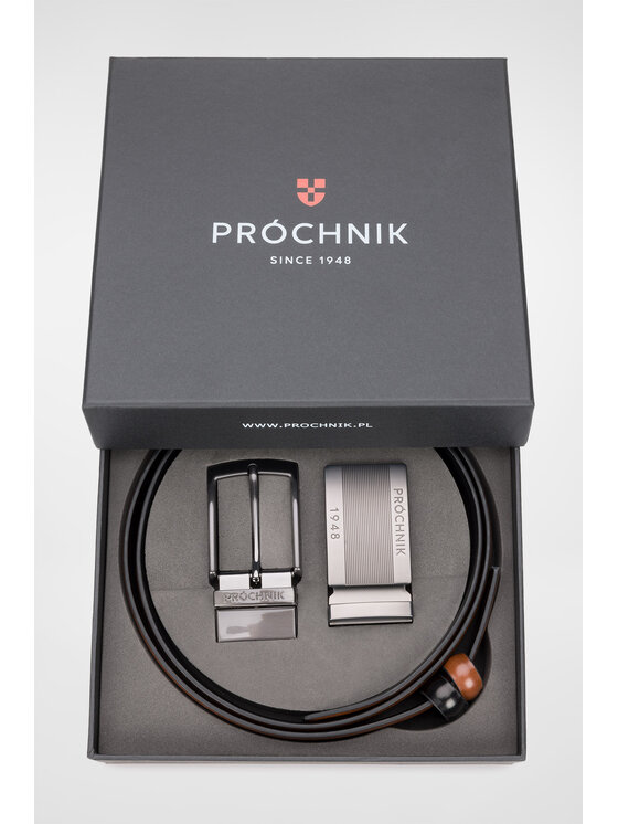Pasek Męski Próchnik, Brązowy, Dwustronny 4 w 1 z Wymienną Klamrą PM3 PS073222000004
