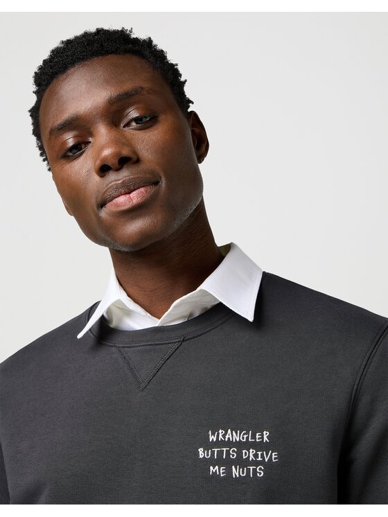Wrangler Wrangler Felpa Embroidery Crew Grigio Relaxed Fit