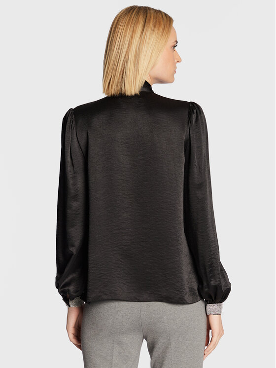 Nissa Nissa Bluzka TOP13614 Czarny Regular Fit