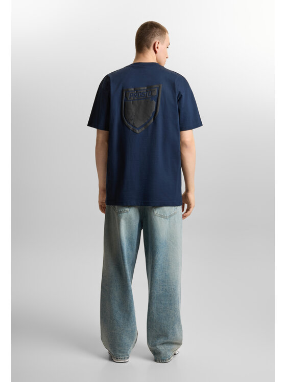 PROSTO. PROSTO. T-Shirt Shield Splash Granatowy Oversize