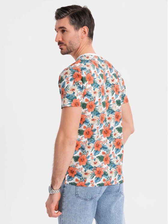 Ombre Ombre T-Shirt OM-TSFP-0249 Biały Regular Fit