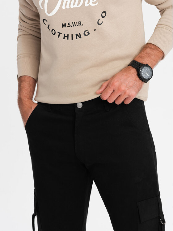 Ombre Ombre Kalhoty z materiálu OM-PACG-0197 Černá Regular Fit