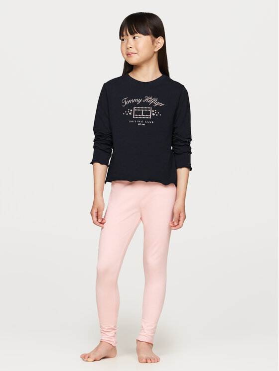 Tommy Hilfiger Komplet Bluza In Legice Ls Pj Legging Set UG0UG00763 Mornarsko Modra Regular Fit