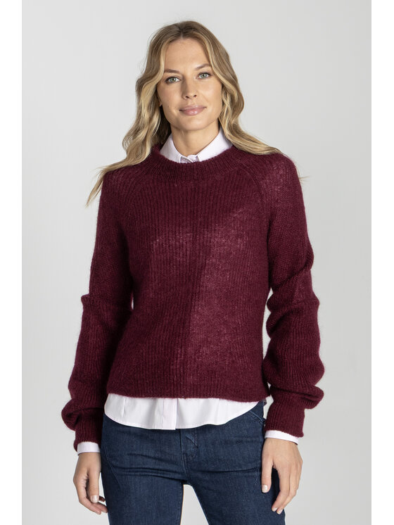 Deni Cler Milano Deni Cler Milano Sweter T-DC-S484-E5-95-39-1 Bordowy Regular Fit