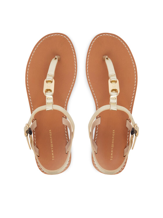 Tommy Hilfiger Tommy Hilfiger Sandali Leather Thong Sandal Gold FW0FW09331 Zlata