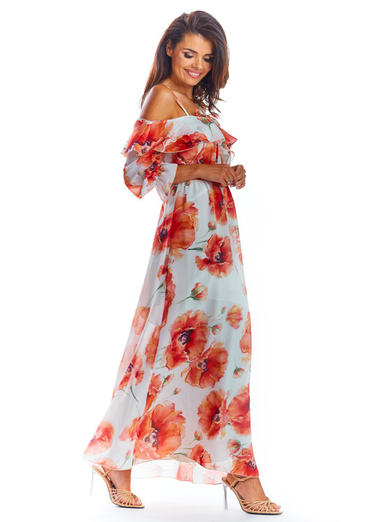 Awama Awama Sukienka letnia A311 Czerwony Basic Fit