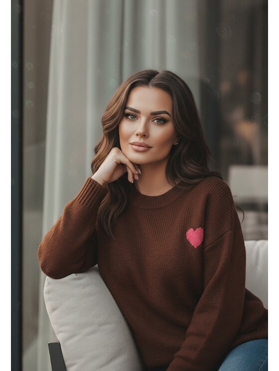 FIGL FIGL Svetr M1240 Hnědá Regular Fit