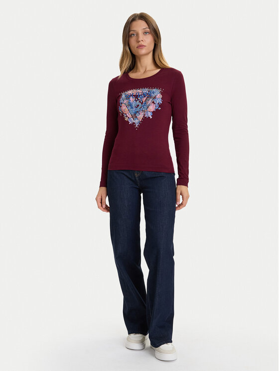 Guess Guess Blúz W5BI74 J1314 Piros Slim Fit