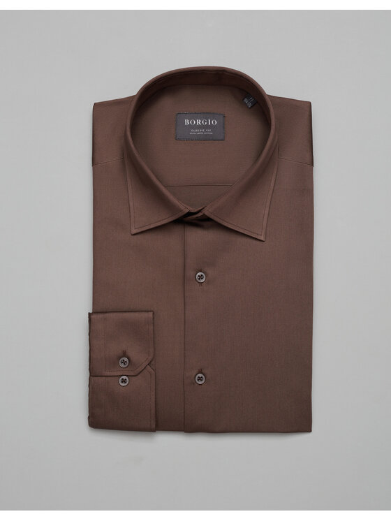 Borgio Borgio Koszula simeria Brązowy Classic Fit