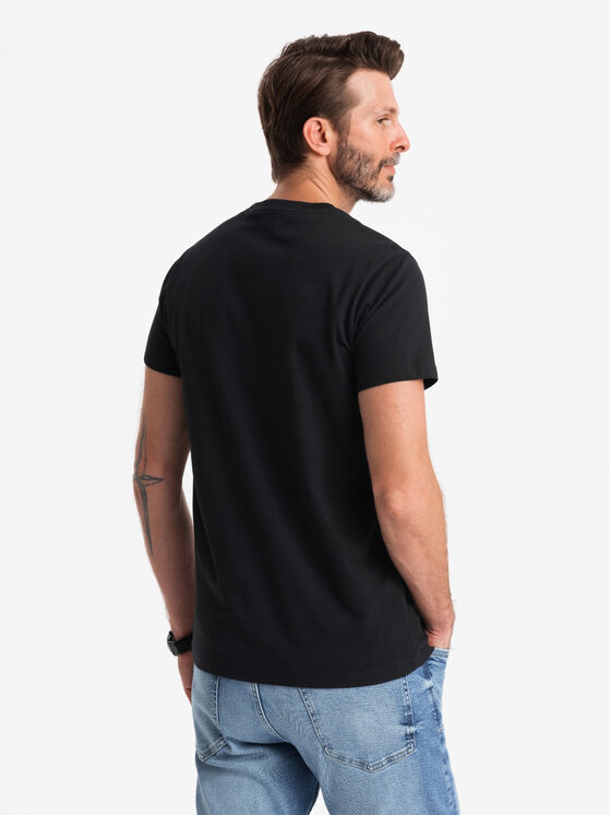 Ombre Ombre T-Shirt OM-TSPT-0210 Czarny Regular Fit