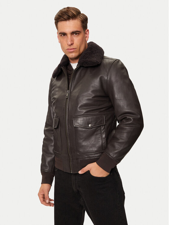 Milestone Milestone Giacca di pelle Fabio 431073 21075 Marrone Regular Fit